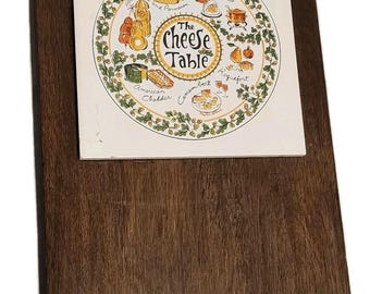 Vintage JA Company Wood & Ceramic Tile Cheese Board 1970s Retro
