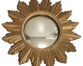 Vintage Syroco Wood Sunburst 11" Mirror