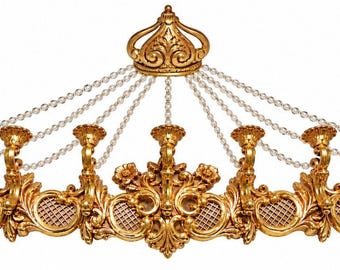 1966 Dart Industries 9 Candle Wall Candelabra Glass Beads Hollywood Regency