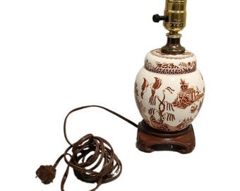 Vintage Ginger Jar Table Lamp Working No Shade