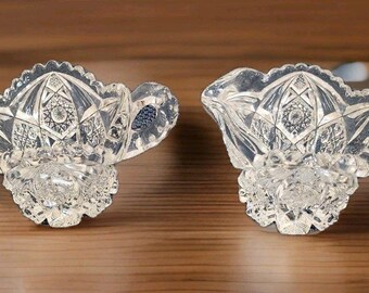 Vintage Imperial Glass NUCUT Clear Crystal Creamer & Sugar Bowl Set