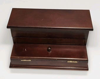 The Bombay Company Letter Desk Organizer Solid Wood Mahogany Hinged Vintage