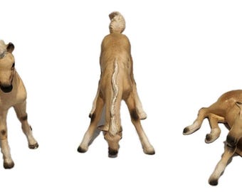 Set Of 3 Vintage Lefton Porcelain Palomino Horse Figurines 80520