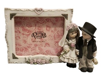Vintage Kim Anderson Enesco 1997 Promises Of Love Bride & Groom Porcelain Frame