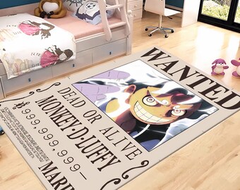 Wanted: Monkey.D.Luffy ,Anime Manga rug, Japanese rug, anime carpet, anime decor, anime home decor, anime gifts, manga art rug, Anime Lover