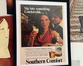 Vintage Southern Comfort Advertisement Framed Art Ad Home Decor Bar Man Cave Alcohol Memorabilia