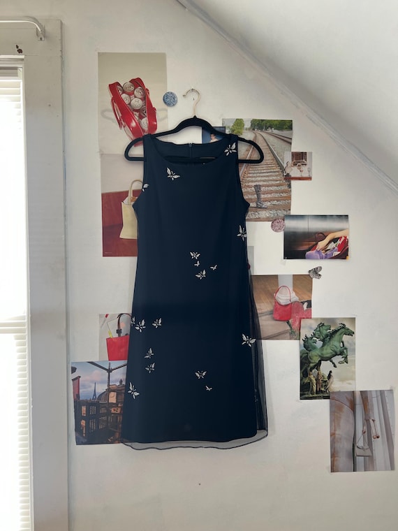 navy blue butterfly dress Son de Flor Butterfly Sleeve Dress M Midnight Blue Navy NWT