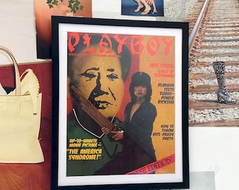 Vintage Chinese Playboy Cover Satire 70's 1970's Wall Art Home Decor Memorabilia