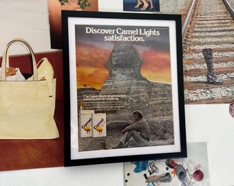 Vintage Camel Lights Advertisement Tobacco Memorabilia Home Decor Cigarette Ad Wall Art