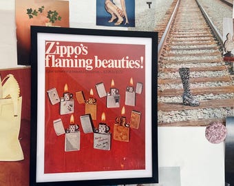 Vintage Zippos Lighter Advertisement 1972 Art Ad Wall Decor Home Memorabilia