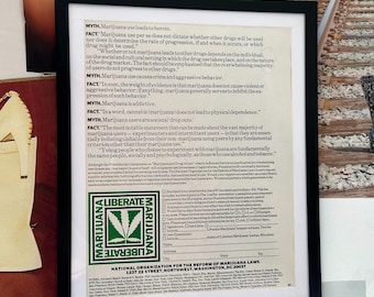 1970's 70's Vintage Marijuana Myths Advertisement Legalize Pot Ad Wall Art Memorabilia