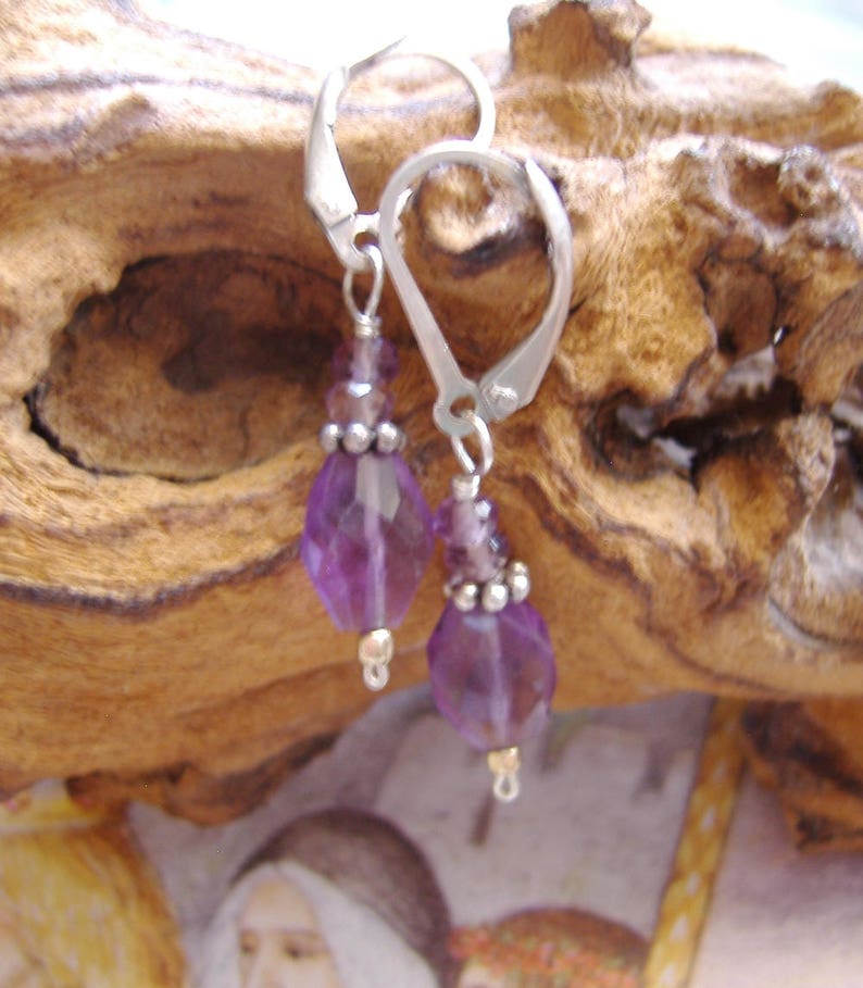 Boho Earrings Handmade Earrings Sterling Silver Earrings Amethyst Earrings Silver Earrings Purple Earrings