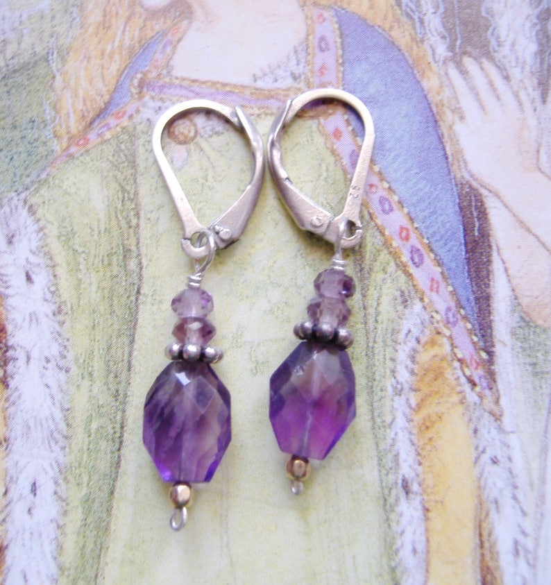 Boho Earrings Handmade Earrings Sterling Silver Earrings Amethyst Earrings Silver Earrings Purple Earrings