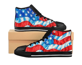 USA Flag Classic Sneakers  Womens Shoes  Patriotic Design