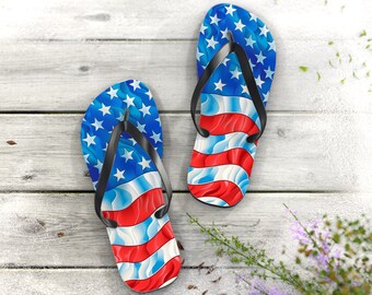 USA Flag Flip Flops - Patriotic Footwear for Summer Fun