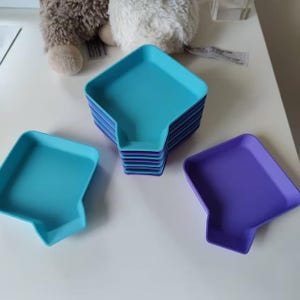 Stackable board game token tray with funnel, perfect for boardgame components, coins and collectables. Three sizes and 18 colours