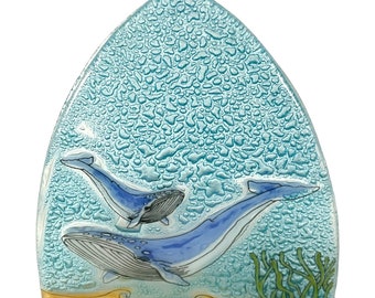 Mother and Baby Humpback Whale in the Ocean Night Light 4 Inch Fair Trade Made in Ecuador