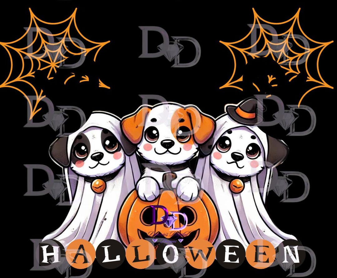 Halloween Dog and Pumpkin Digital Art Bundle - Spooky Cute ...