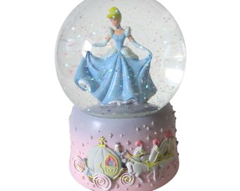 Vintage Disney Cinderella Musical Glitter Waterglobe Plays Waltz of the Flowers