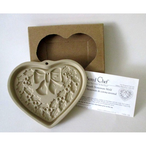 Vintage Pampered Chef Winter Wreath Cookie Mold 2nd in Series w/ Box Recipe Card