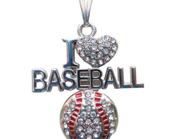 New I Love Baseball Pendant Necklace Stainless Chain Baseball Fan Gift