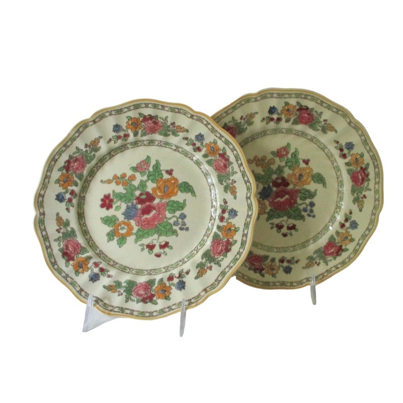 2 Vintage Royal Doulton The Cavendish Luncheon Plates English Replacement Floral Dinnerware Tableware Cottage Home Decor image 1