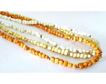 Vintage Bead 3 Strand Multi Strand Boho Necklace 25 Inches Long Summer Spring Costume Jewelry