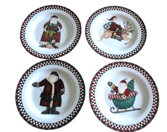 4 Sakura Debbie Mumm Santa's Spirit Salad Plates Replacement Christmas Holiday Dinnerware Tableware China