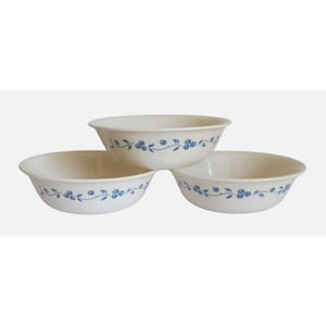 Vintage Corelle Blueberry Bouquet Pattern Cereal/Soup Bowls Set Of 3