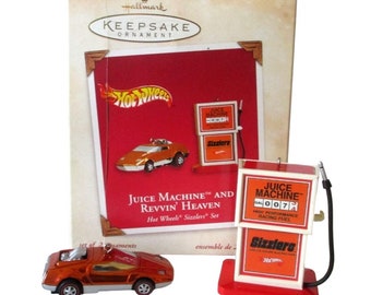 Vintage Hallmark 2002 Hot Wheels Sizzler Set Juice Machine Revvin Heaven Ornaments