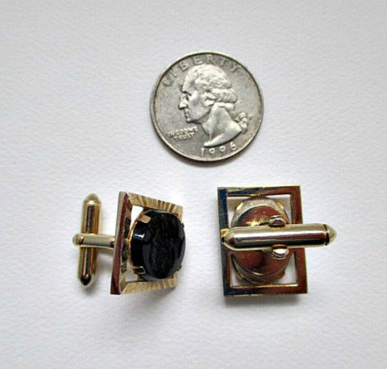 Vintage Cufflinks Black Onyx Soldier Cuff Links
