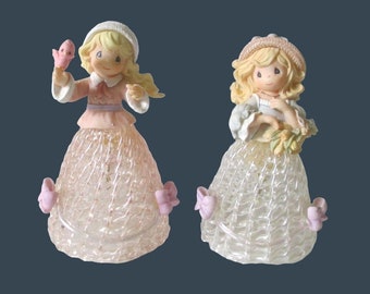 2 Vintage Precious Moments Girl Bell Figurines Knick Knacks