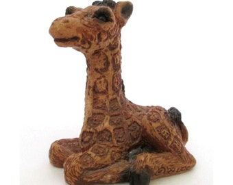 Vintage Giraffe Figurine Stone Critter Littles Collectible Animal Knick Knack Gift