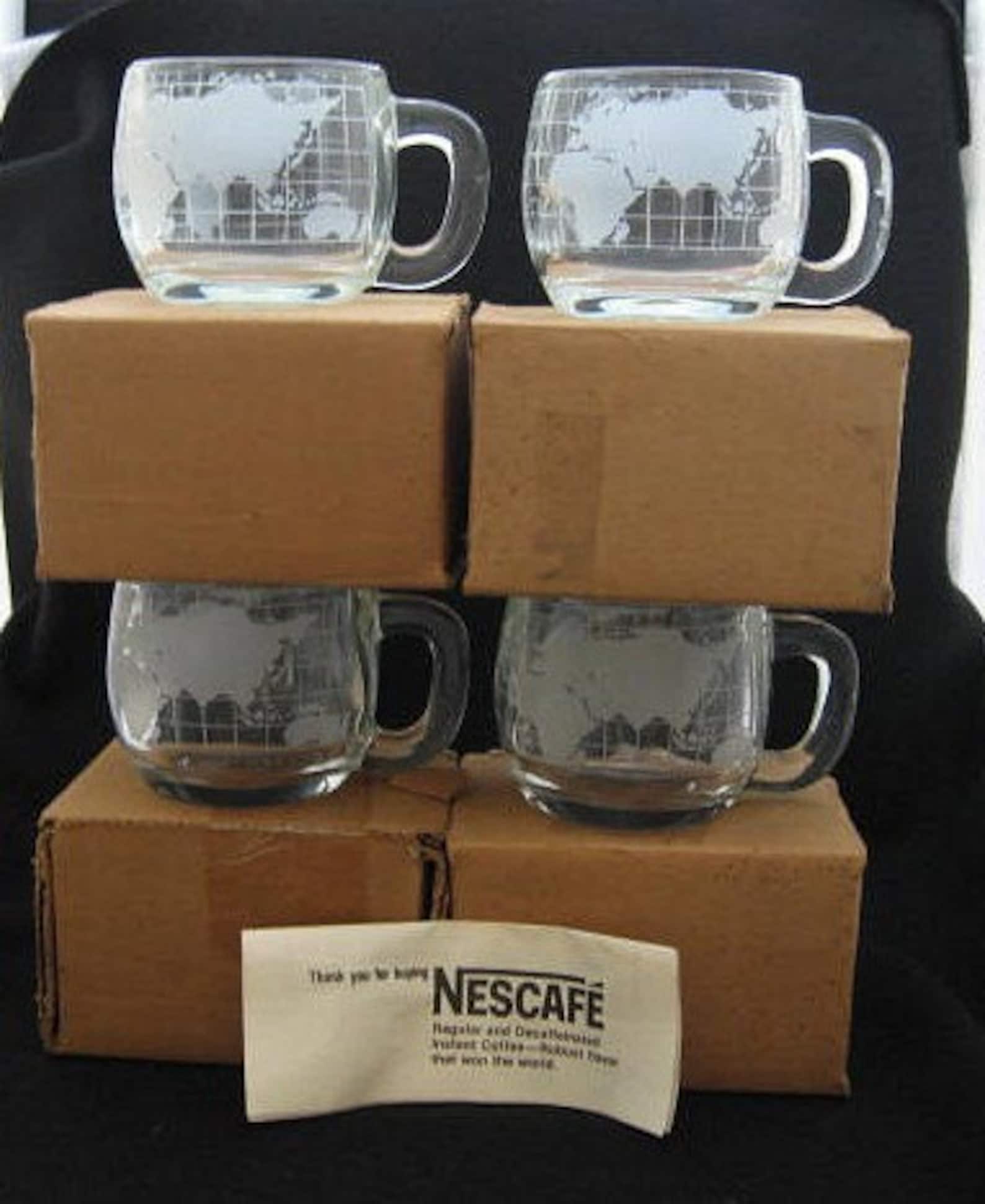 Set of 4 Vintage Nestle Nescafe World Glass Mugs Never Used Etsy
