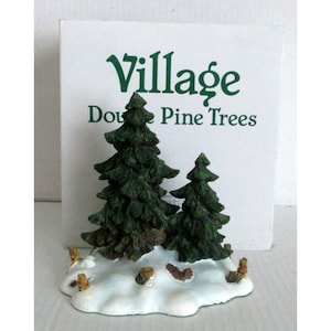 Dept 56 Village Double Pine Trees Figurine With Snow Base Christmas Village Accessory Decor