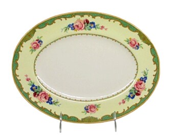Vintage Myott's Royal Crown Oval Platter England English Country Cottage Garden Tableware Dinnerware Serveware