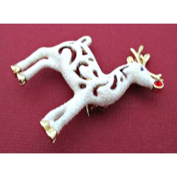 Vintage Reindeer Brooch Pin Christmas Holiday Jew… - image 2