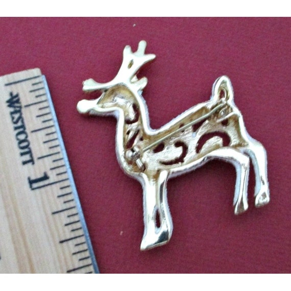 Vintage Reindeer Brooch Pin Christmas Holiday Jew… - image 4