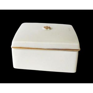 Vintage Lenox China Trinket Box: Cream & Gold Holiday Decor