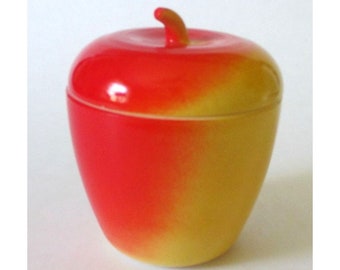 Vintage Glass Apple Shaped Jam Jelly Sugar Stash Box Jar Kitchenalia Kitchen Decor