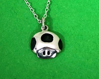 Super Mario mushroom (toad)  Pendant - handmade Sterling silver (small size)