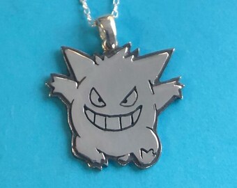 Gengar Pokemon Pendant , handmade Sterling silver