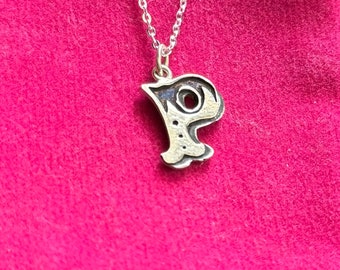 Handmade Sterling Silver Initial P Pendant Necklace