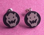 Super Mario bowser earrings - handmade Sterling silver (small size)