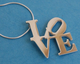 LOVE pendant handmade in Sterling silver including  optional sterling silver chain