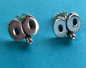 SpongeBob SquarePants eyes - handmade Sterling silver stud earrings