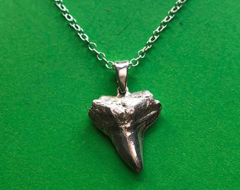 Sharks tooth Sterling silver handmade and sterling silver chain