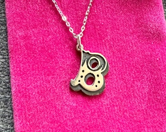 Handmade Sterling Silver Initial Necklace: Personalized Letter B Pendant