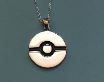Pokemon ball handmade Sterling Silver pendant