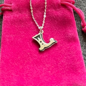 Colgante inicial L y cadena, collar de letra personalizado en plata de ley hecho a mano, colgante de letra, collar con inicial